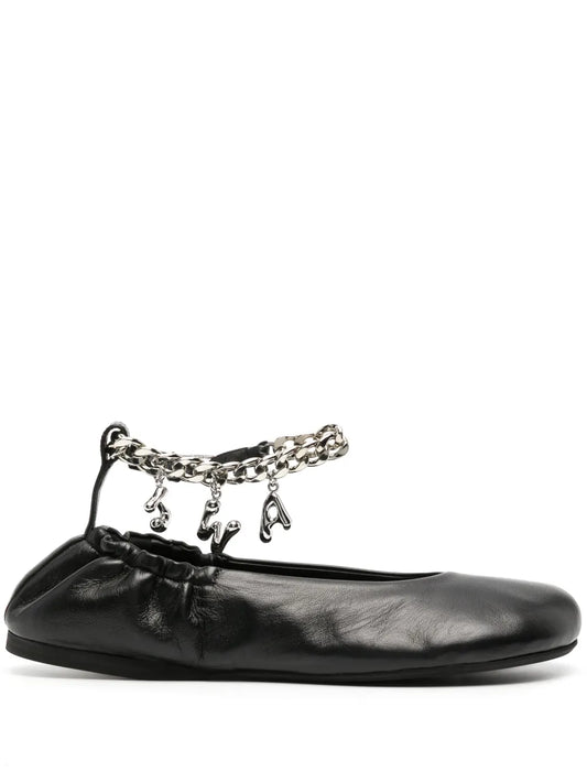 JW Anderson logo-charm leather ballerina shoes