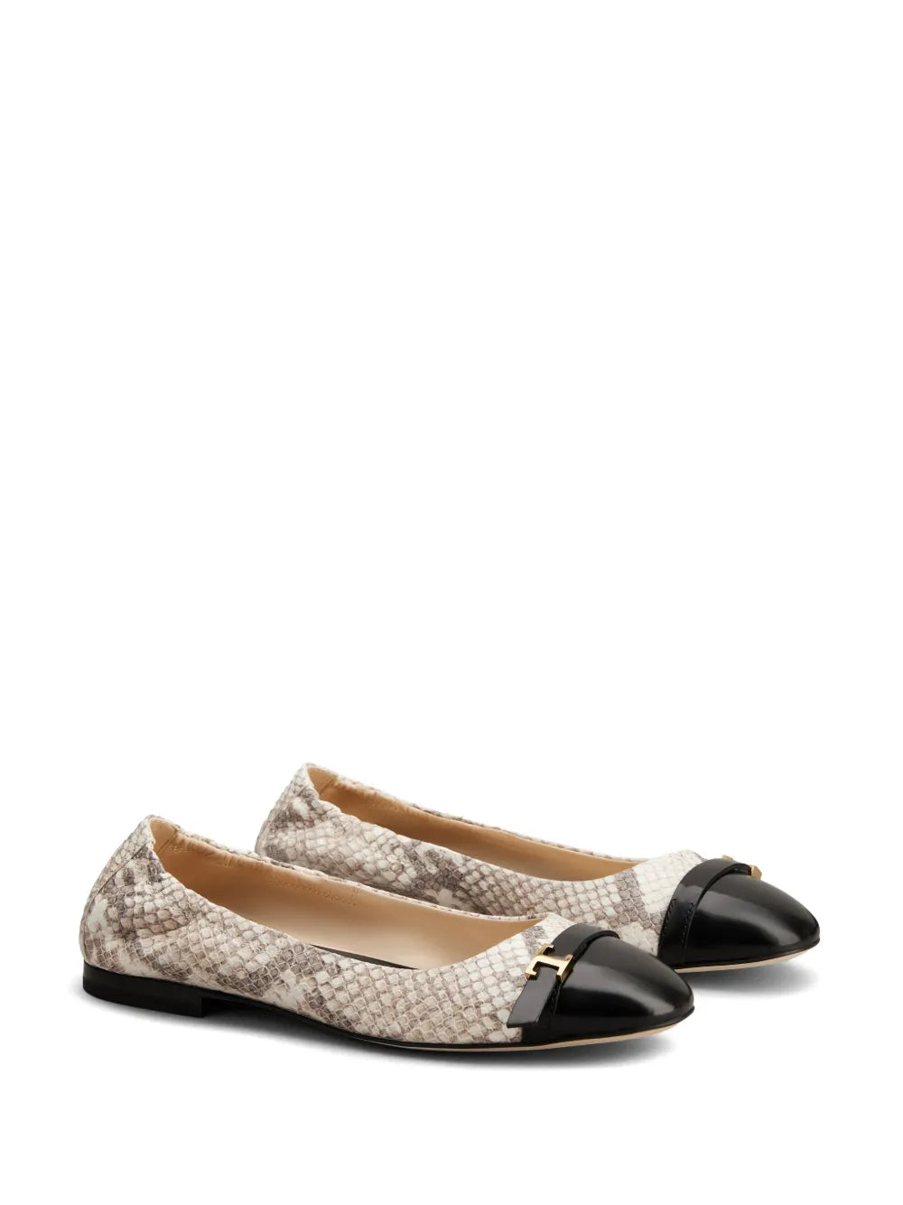 Tod's T-plaque snakeskin-effect ballerina shoes