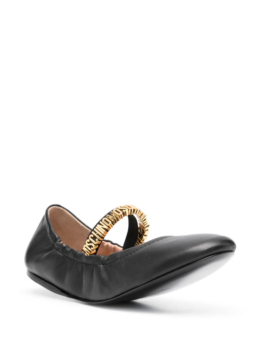 Moschino logo-plaque leather ballerina shoes