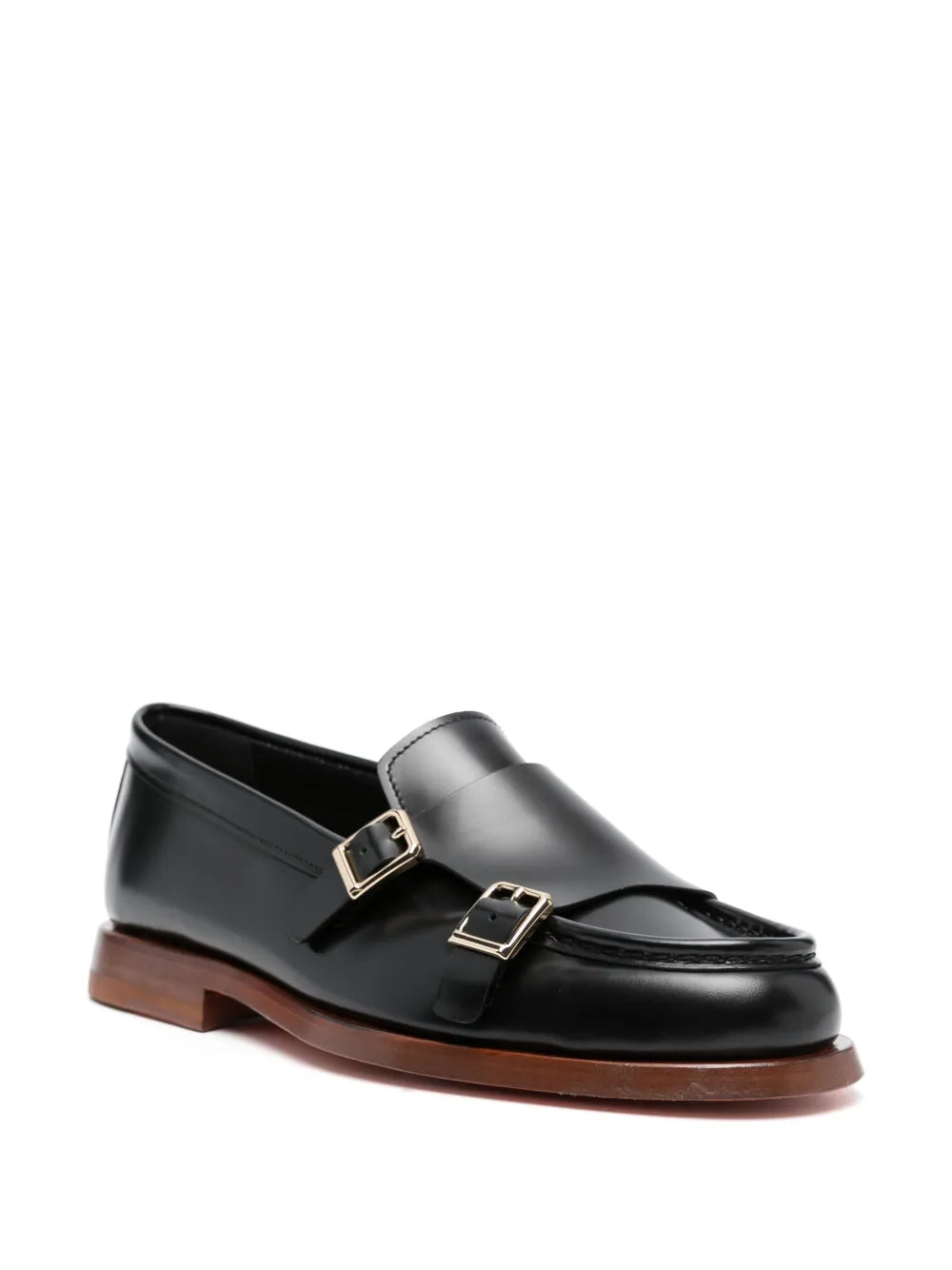 Santoni double-buckle leather loafers