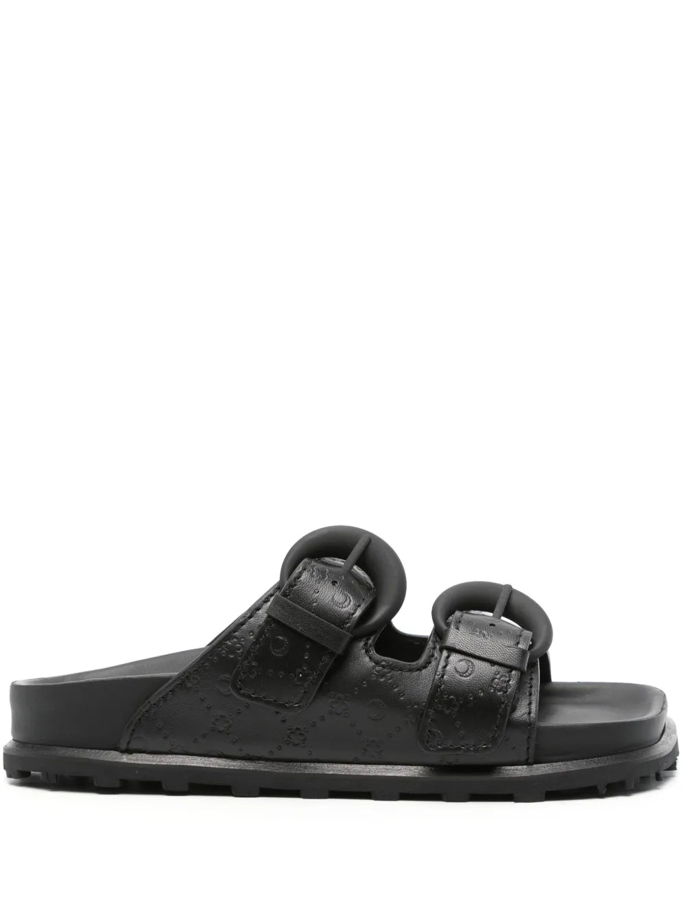 Marine Serre monogram-embossed leather slides