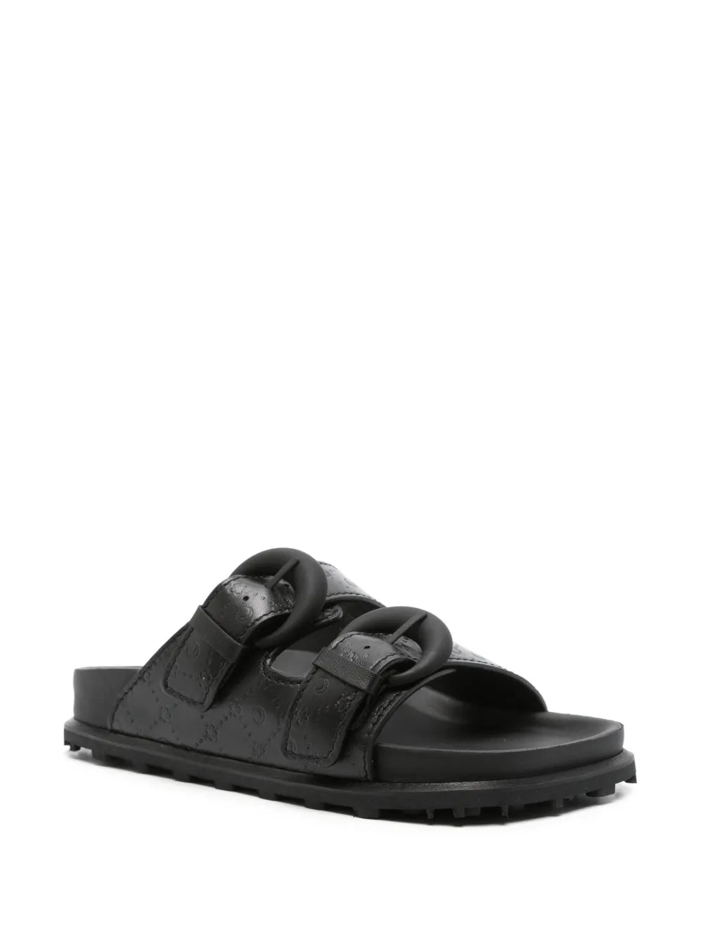 Marine Serre monogram-embossed leather slides