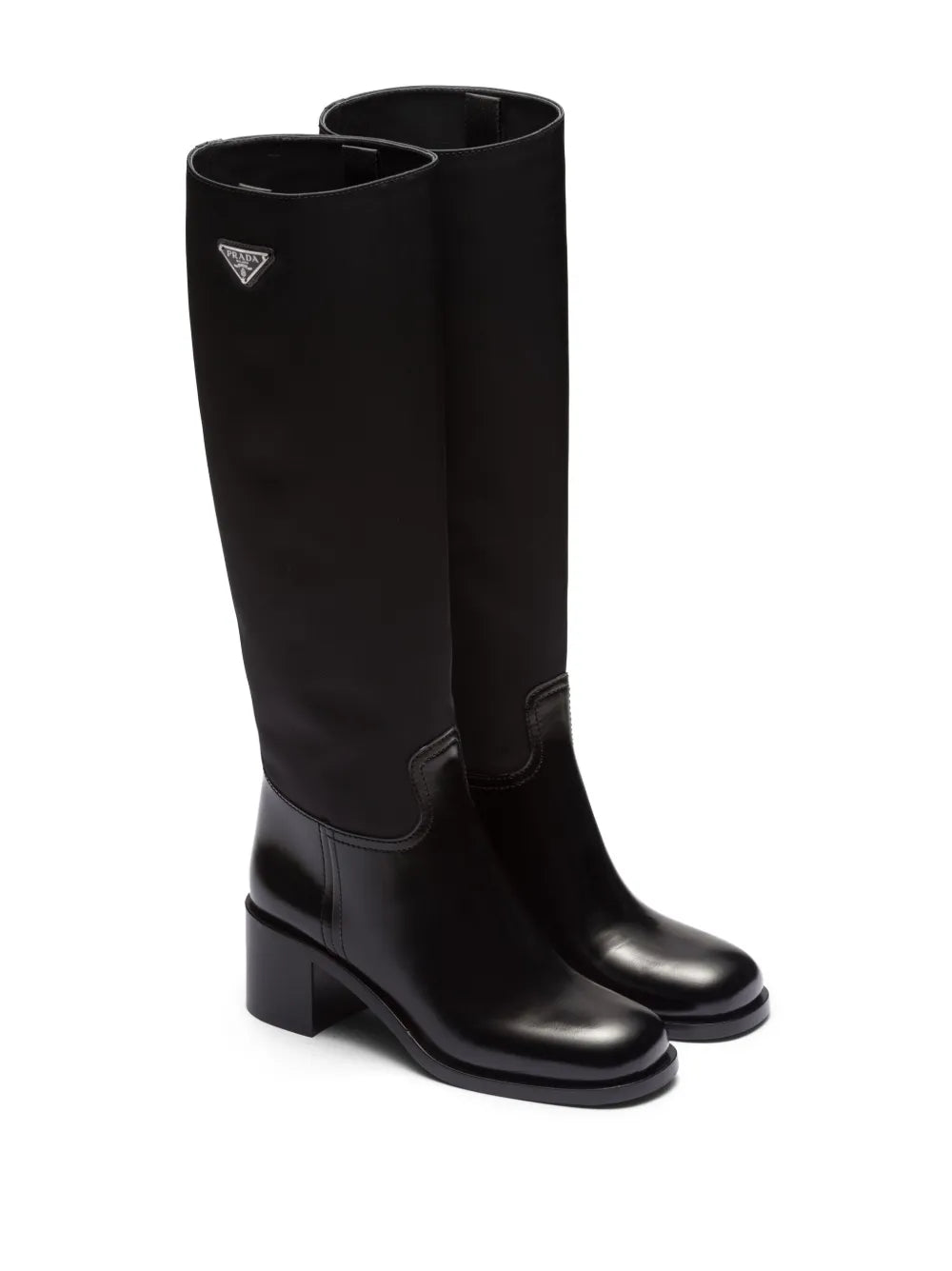 Prada triangle-logo knee-high boots