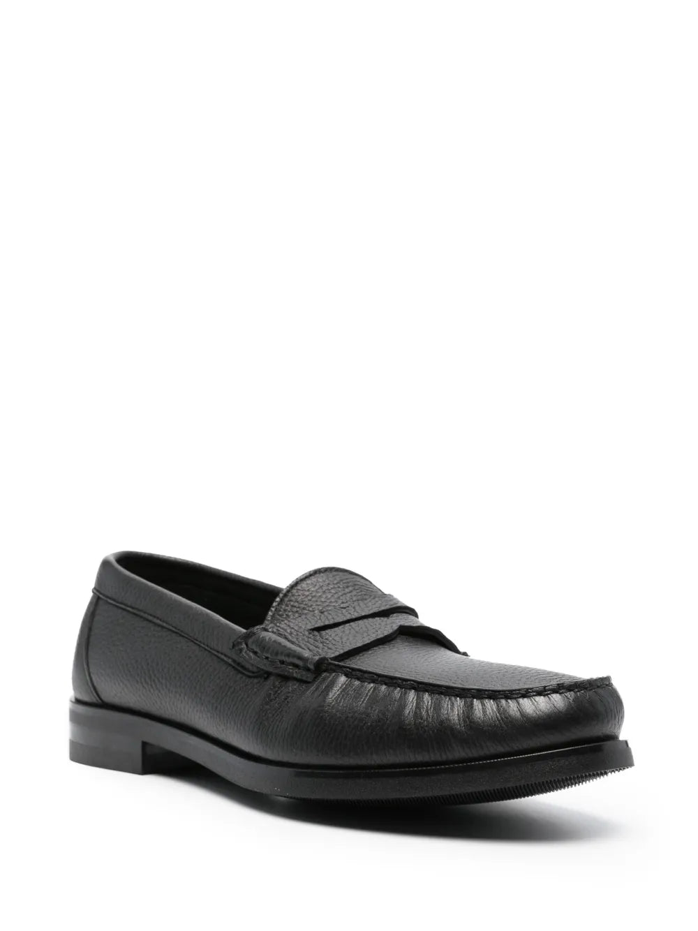 Canali grained-texture almond-toe loafers