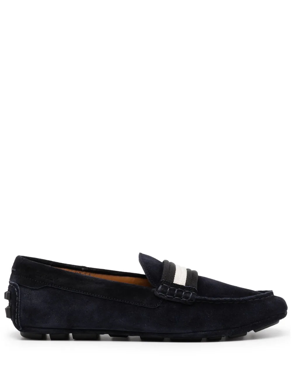 Bally striped-edge suede loafers