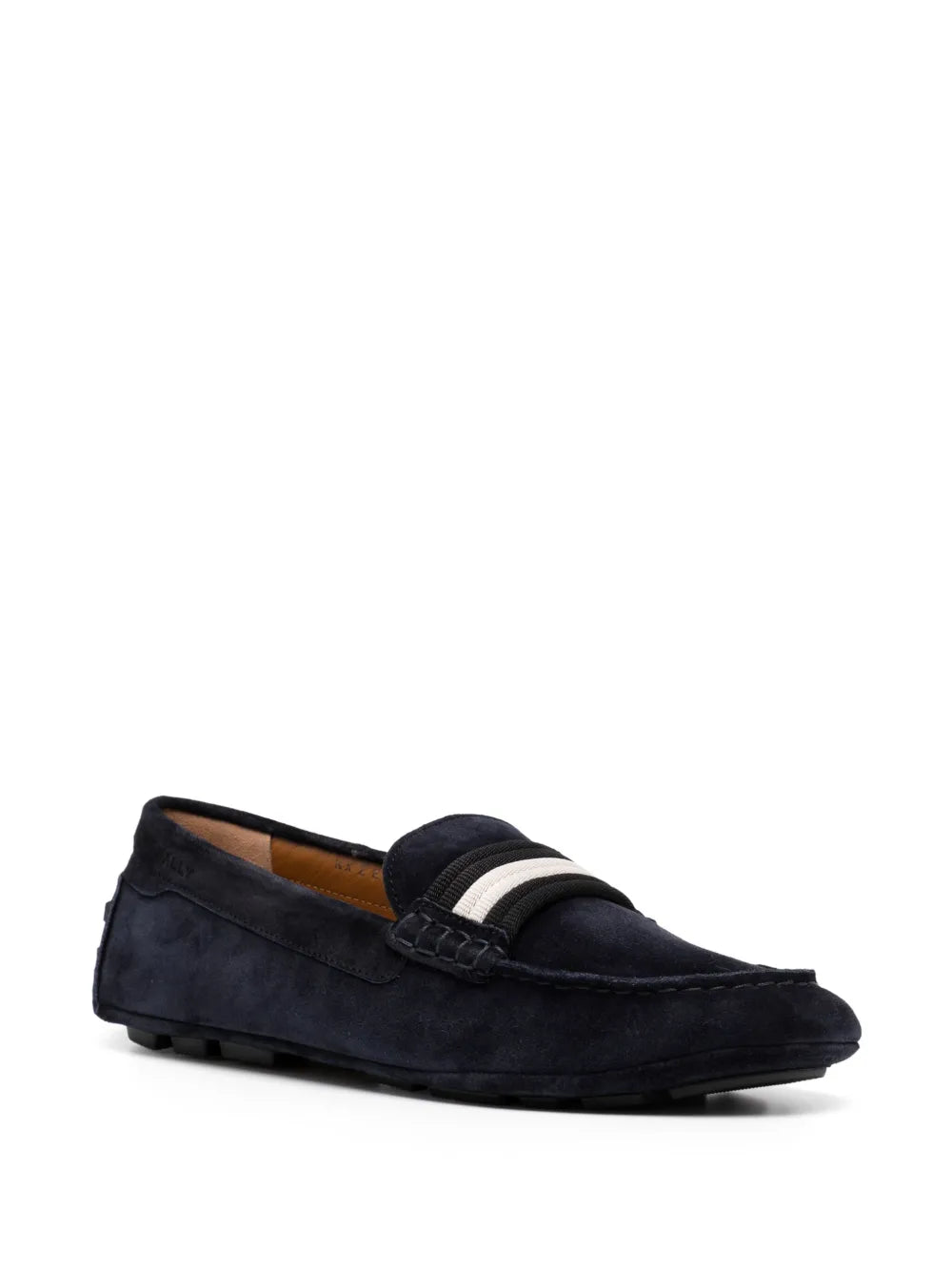 Bally striped-edge suede loafers