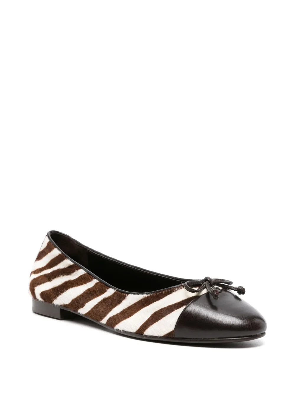 Tory Burch zebra-pattern leather ballerina shoes