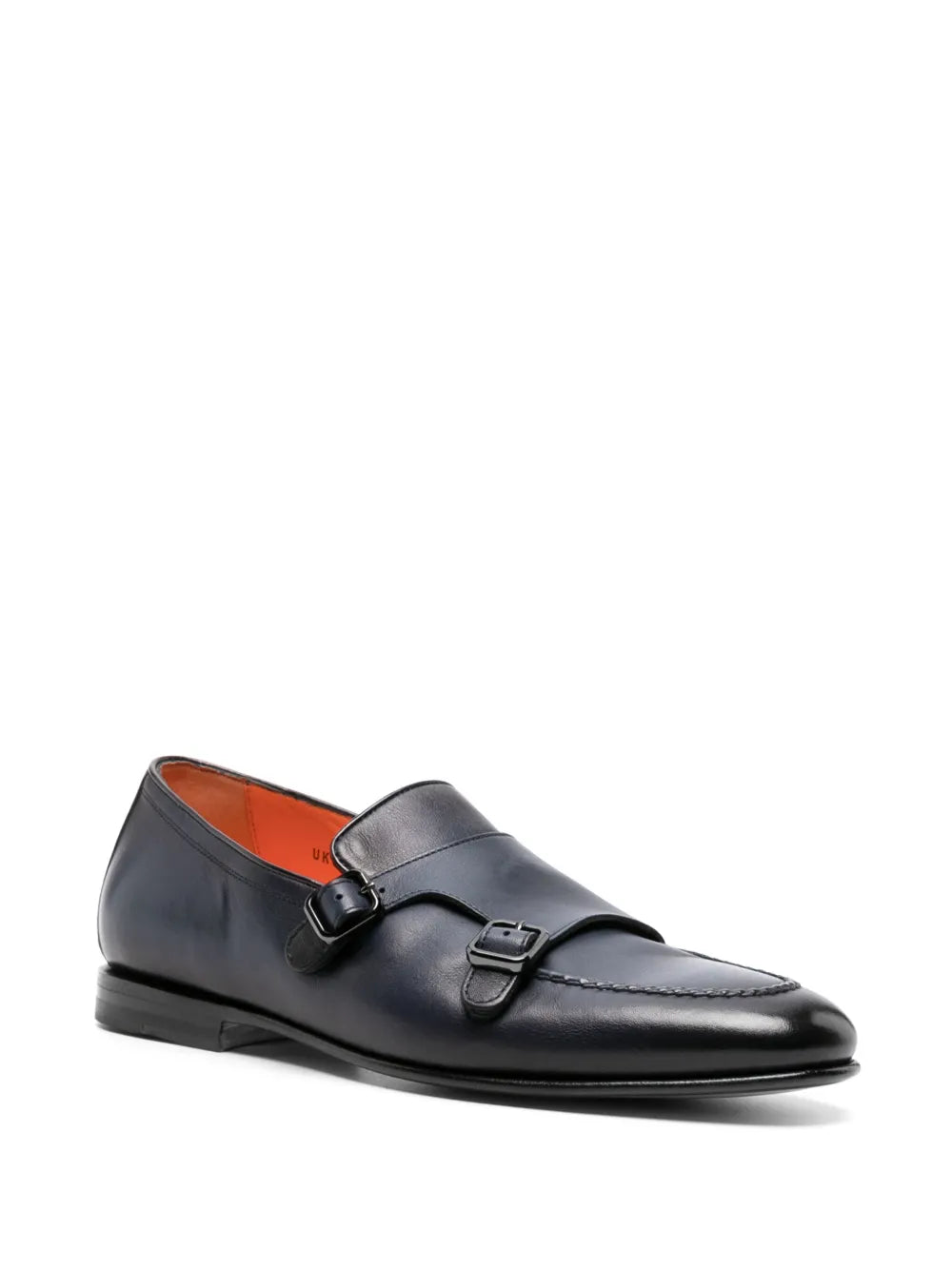 Santoni double-buckle leather monk shoes