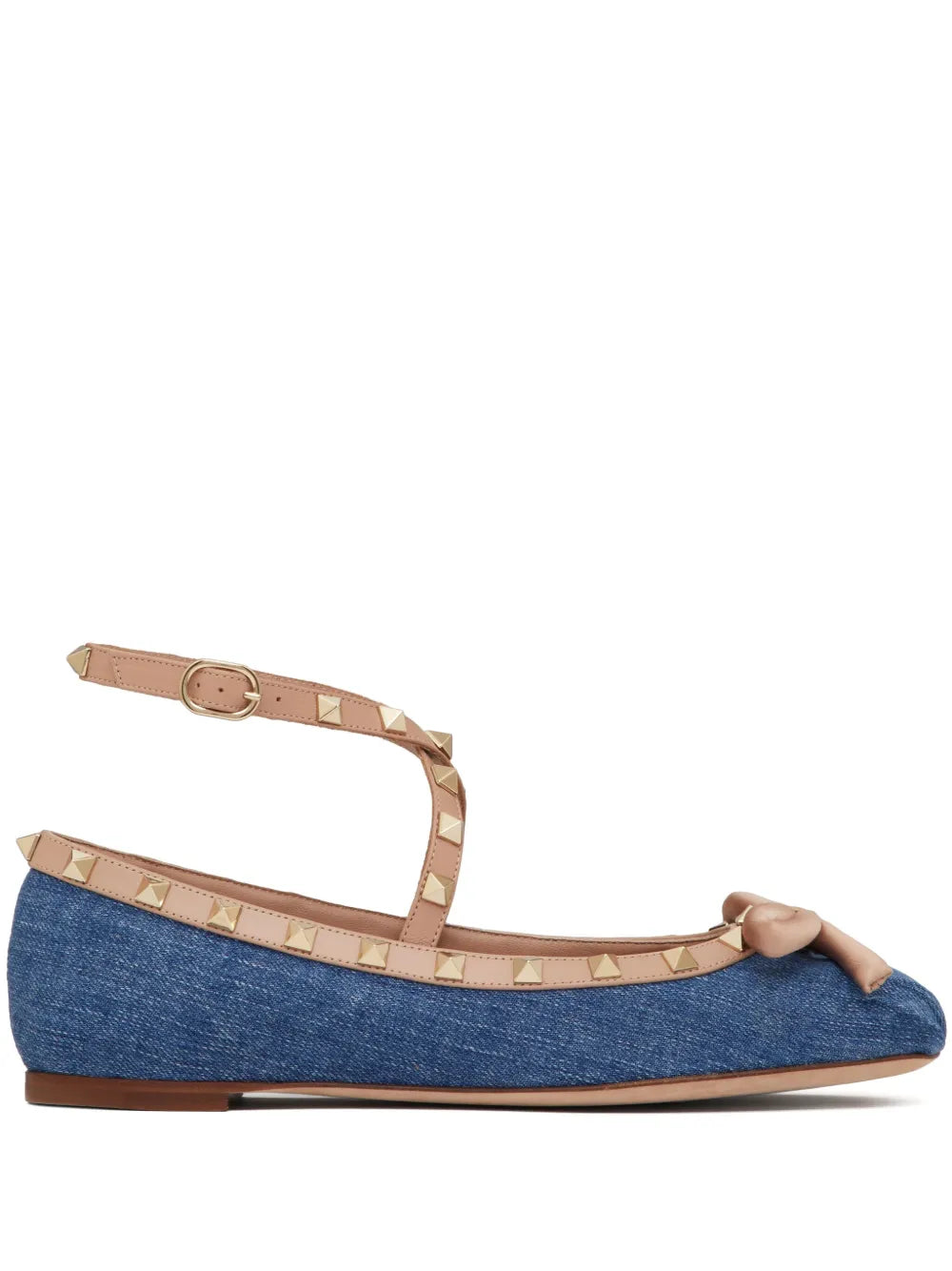 Valentino Garavani Rockstud denim ballerina shoes