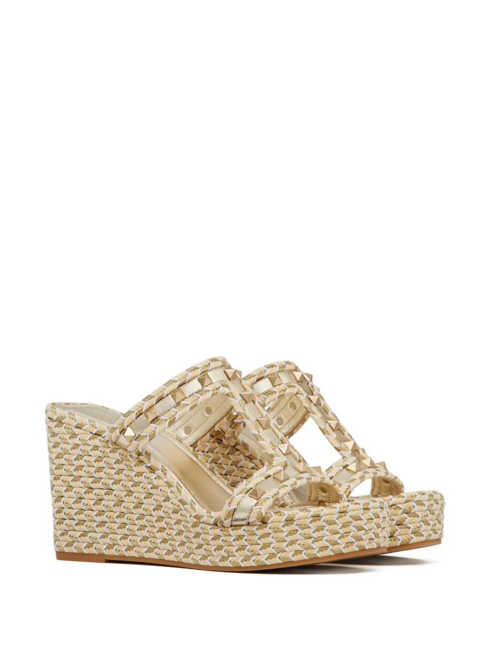 Valentino Garavani Rockstud 90mm woven wedge sandals