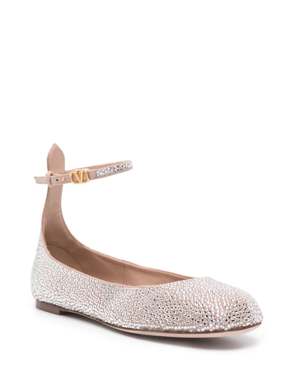 Valentino Garavani crystal-embellished leather ballerina shoes