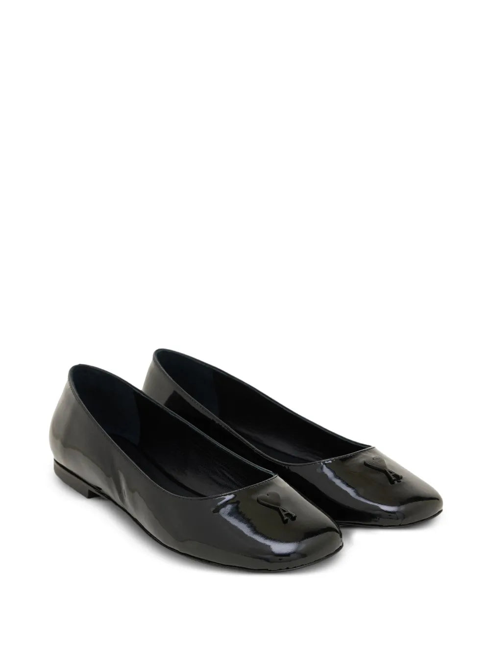 AMI Paris logo-embossed leather ballerina shoes
