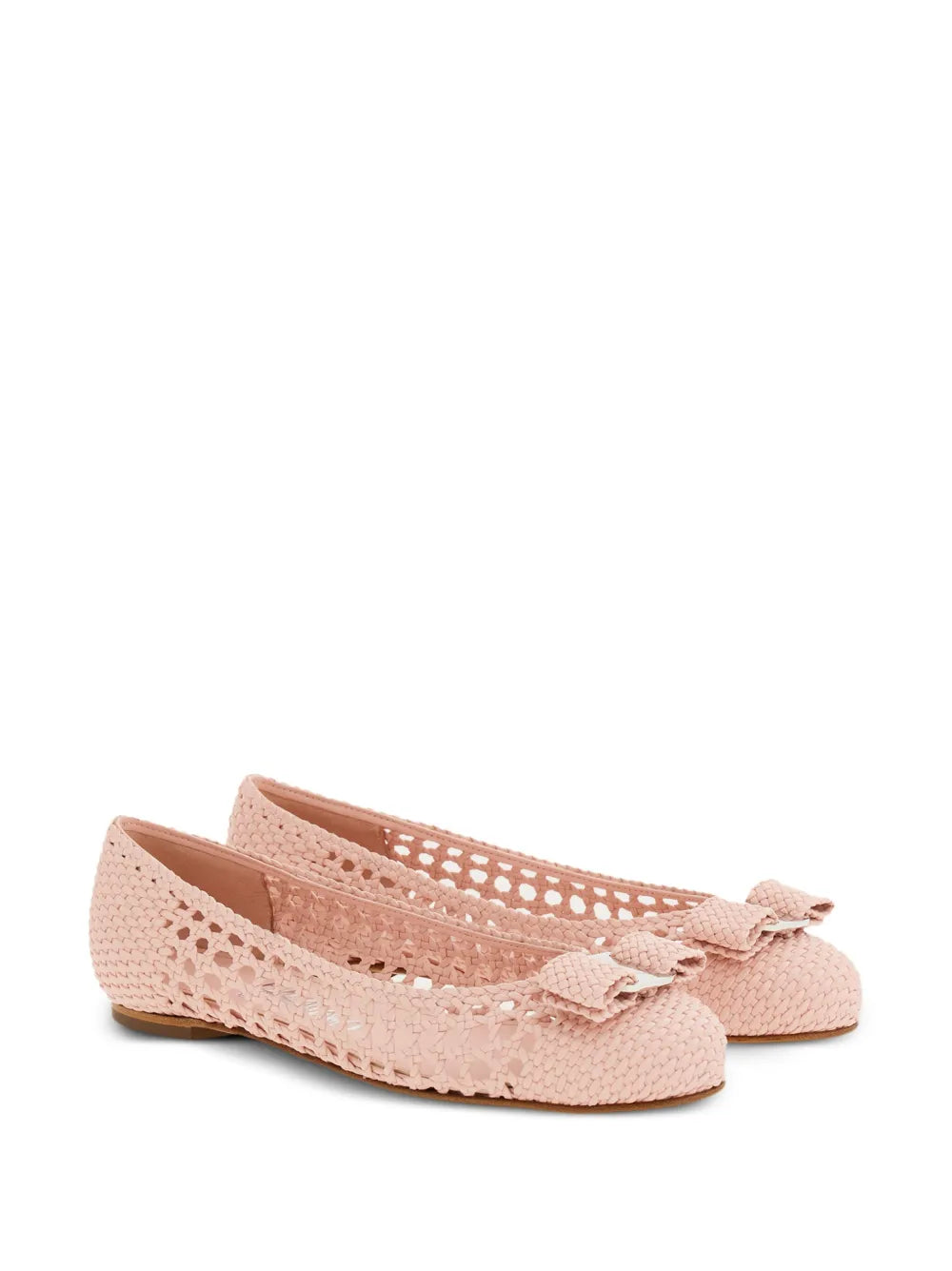 Ferragamo Vara-bow woven ballerina shoes