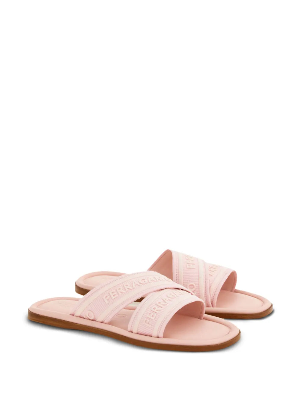 Ferragamo logo-jacquard crossover-strap slides