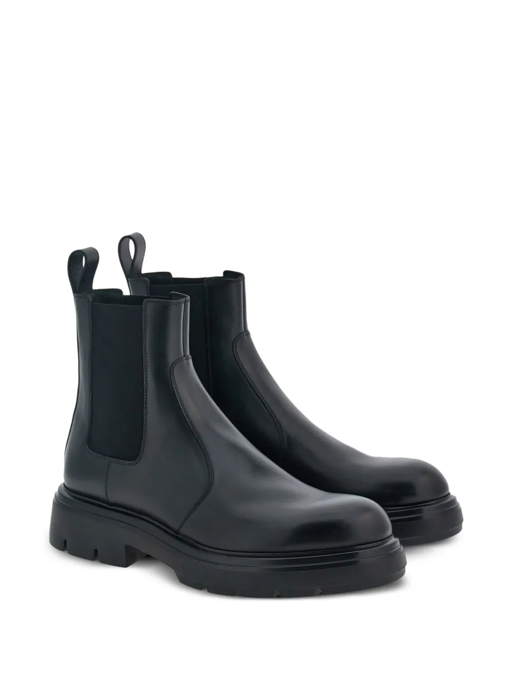 Ferragamo chunky sole leather Chelsea boots