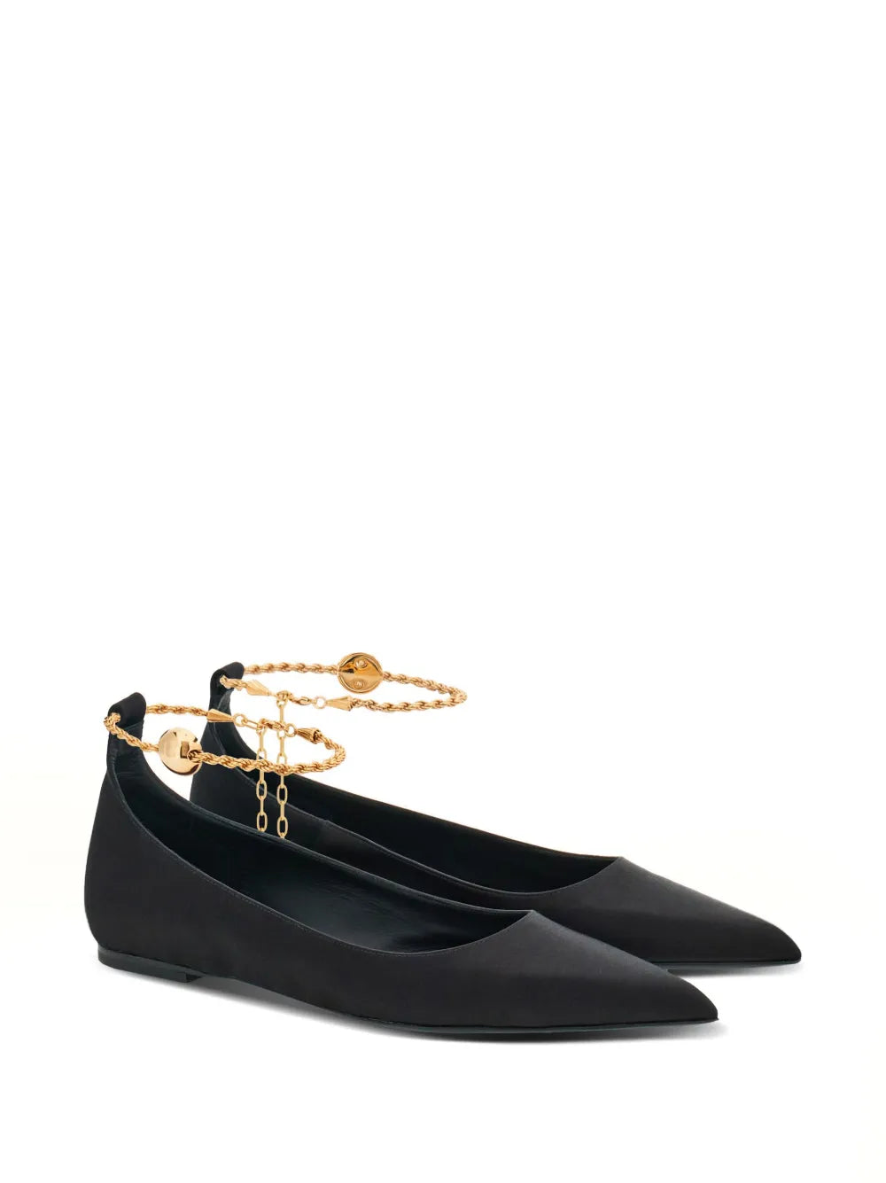 Ferragamo cable-link chain leather ballerina shoes