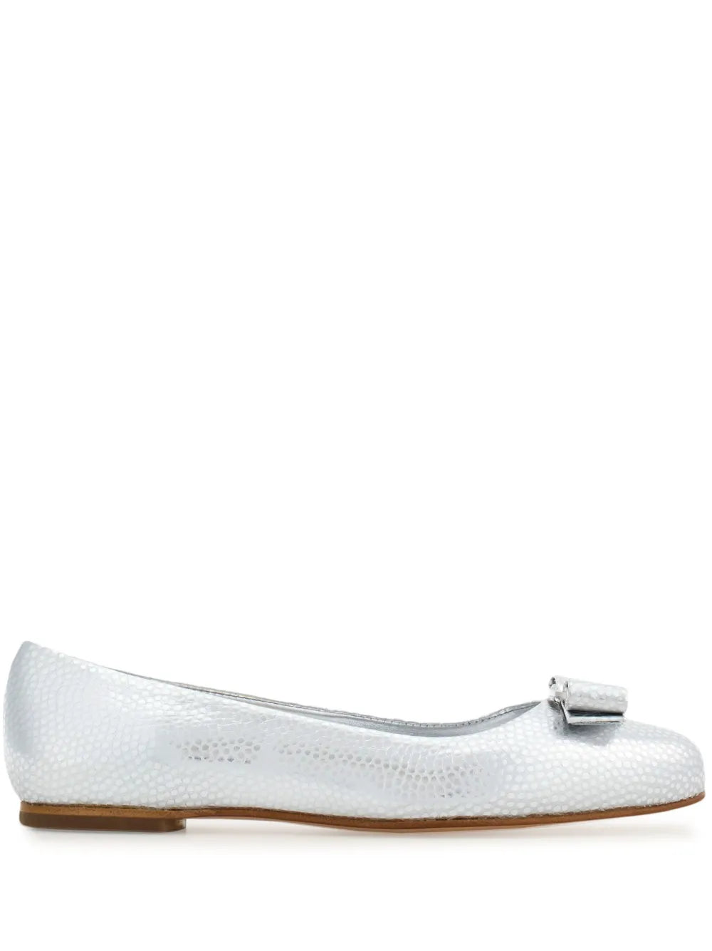 Ferragamo Vara Bow metallic-finish ballerinas