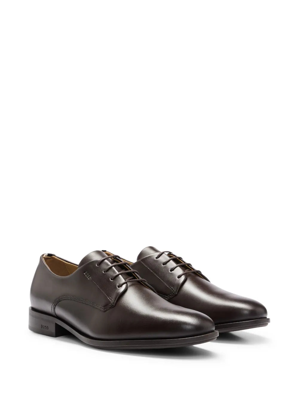 BOSS almond-toe leather derby shoes