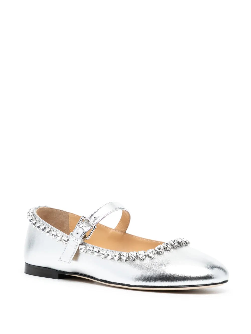 MACH & MACH crystal-embellished leather ballerina shoes