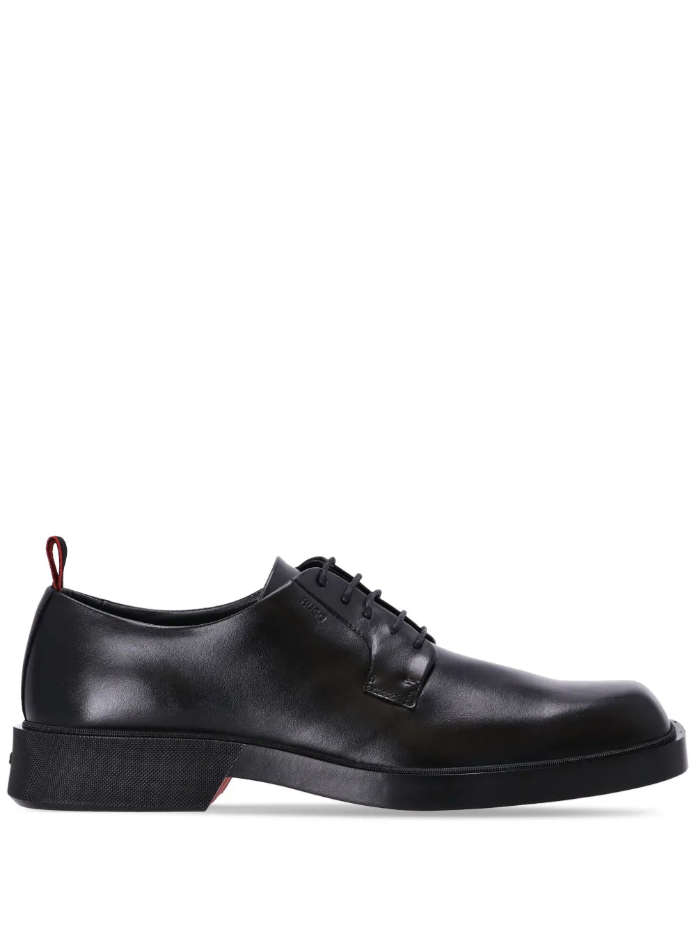 HUGO logo-debossed leather monk shoes