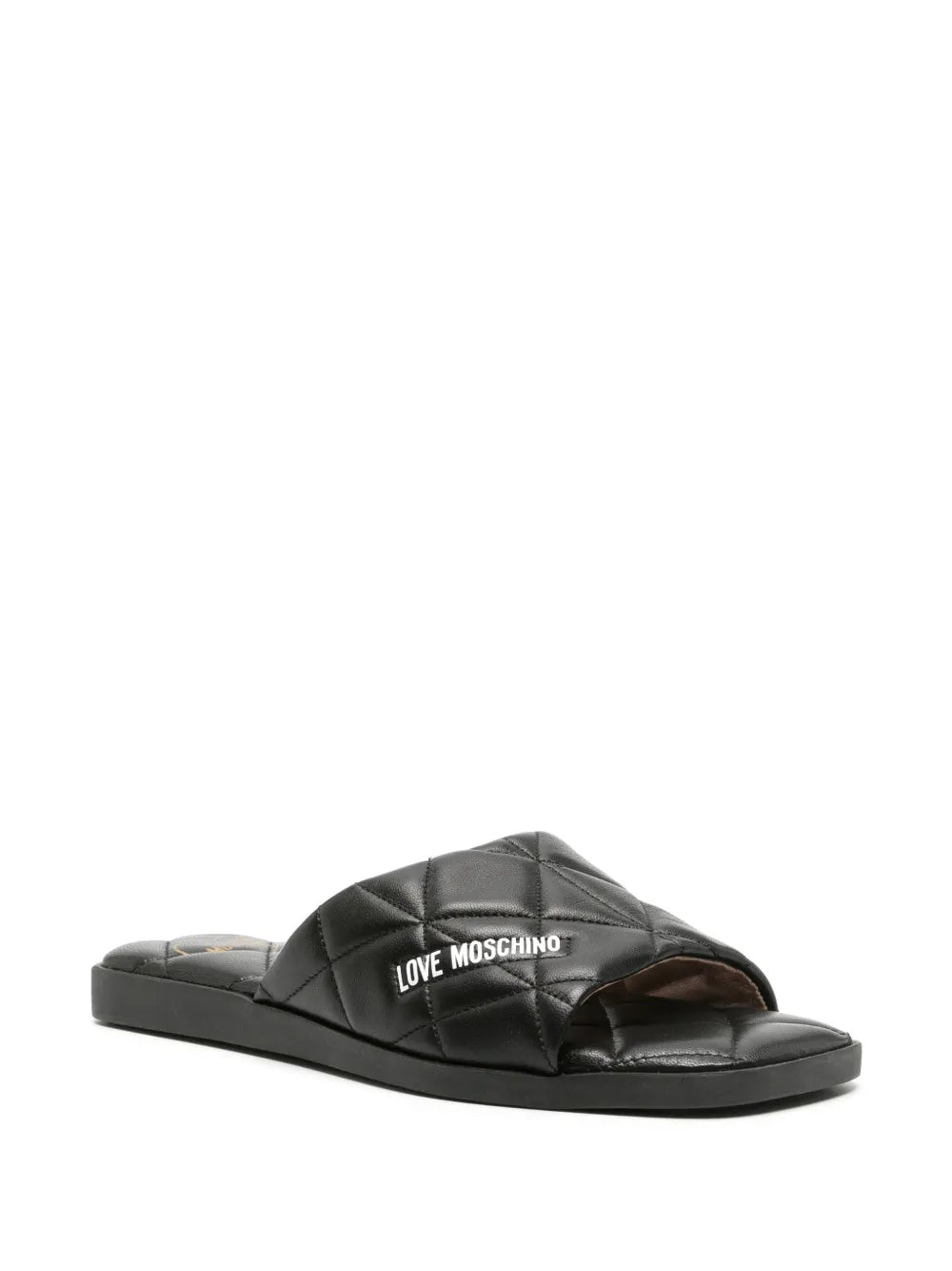 Love Moschino logo-print quilted slides