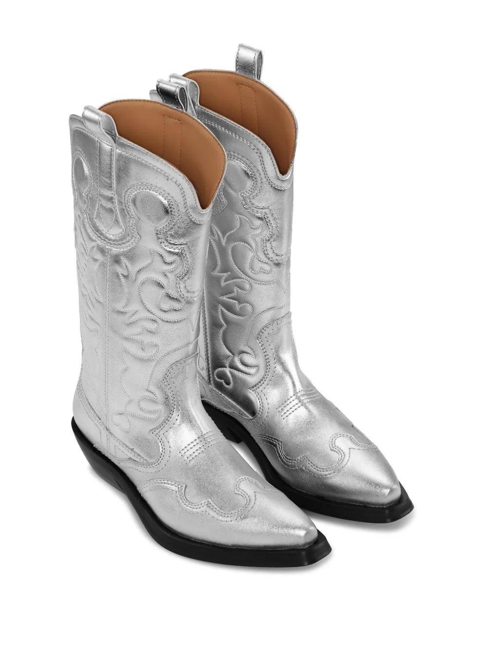 GANNI 40mm metallic leather Western boots