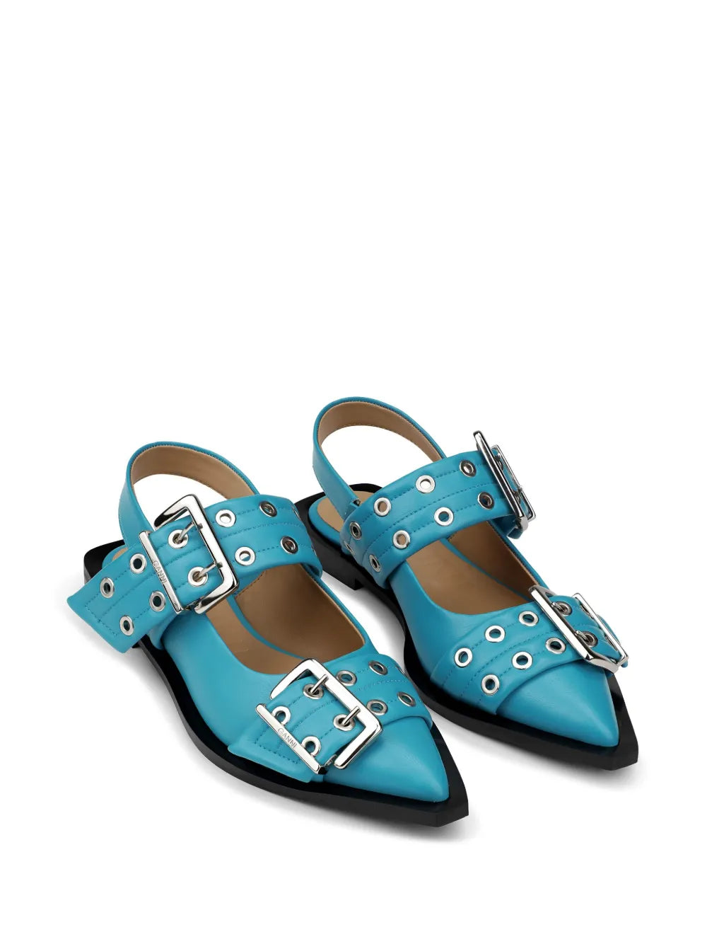 GANNI buckled-strap slingback ballerina shoes