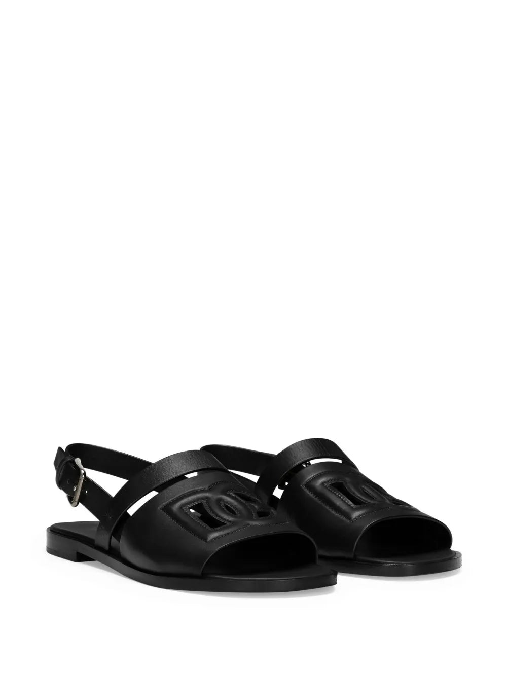 Dolce & Gabbana logo-embossed leather slides