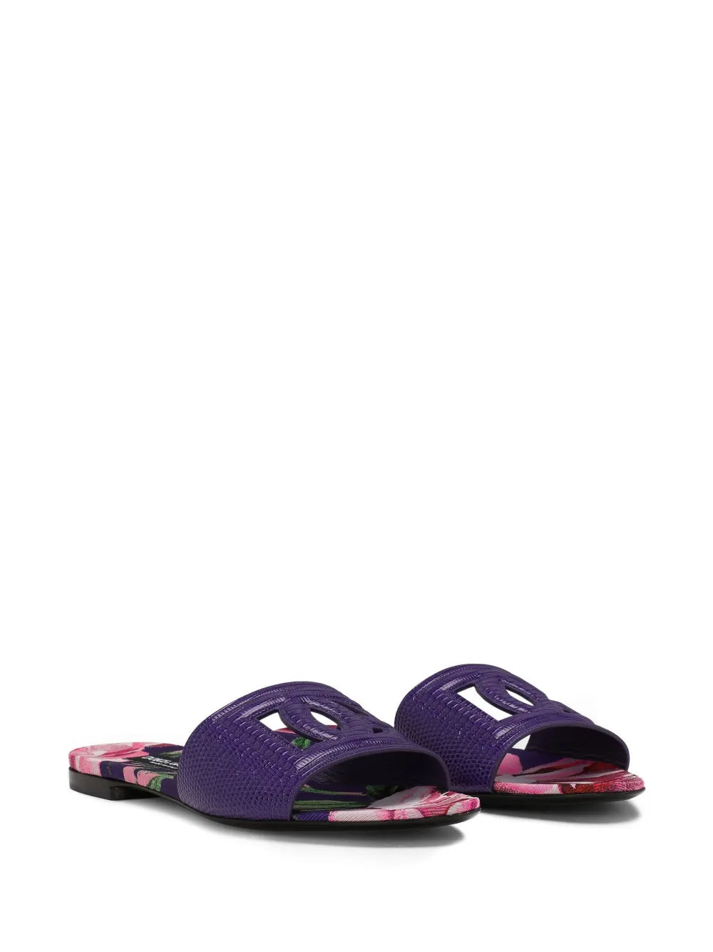 Dolce & Gabbana DG lizard-effect leather slides