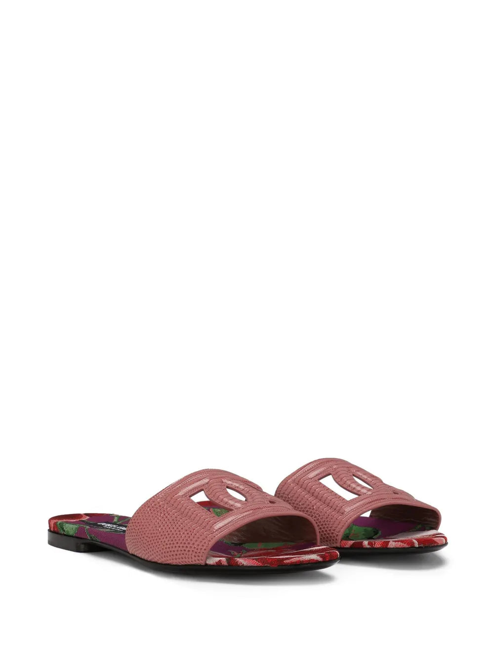 Dolce & Gabbana DG lizard-effect leather slides