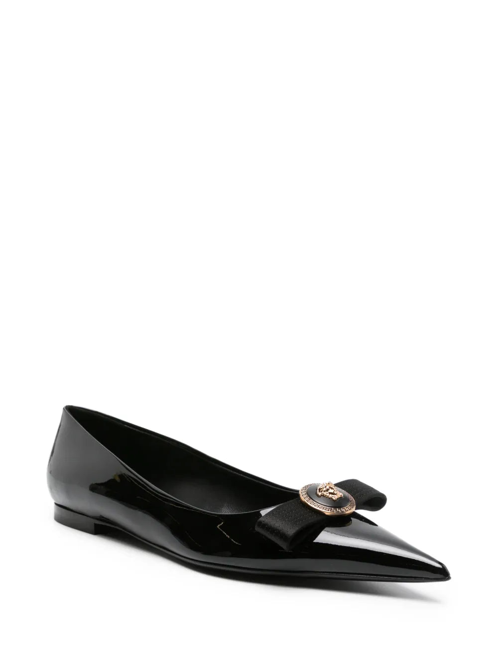 Versace Nastro Gianni patent-leather ballerina shoes