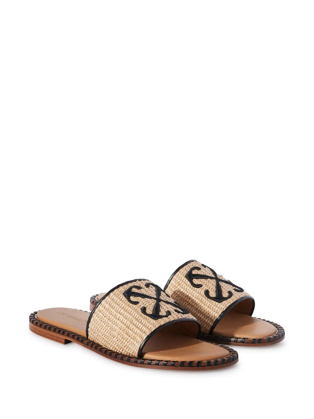Off-White Twist Arrow raffia slides