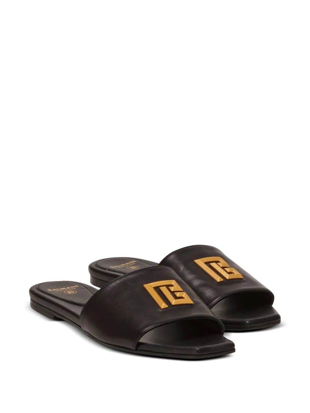 Balmain Dafne logo-plaque leather slides
