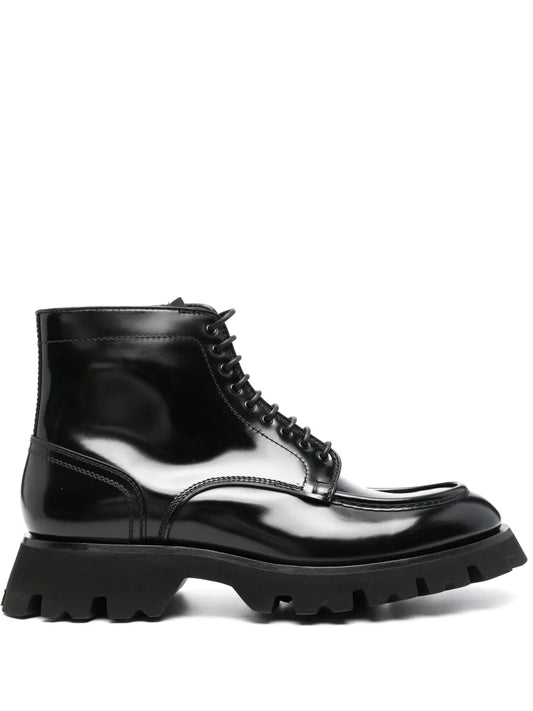 Santoni lace-up leather ankle boots