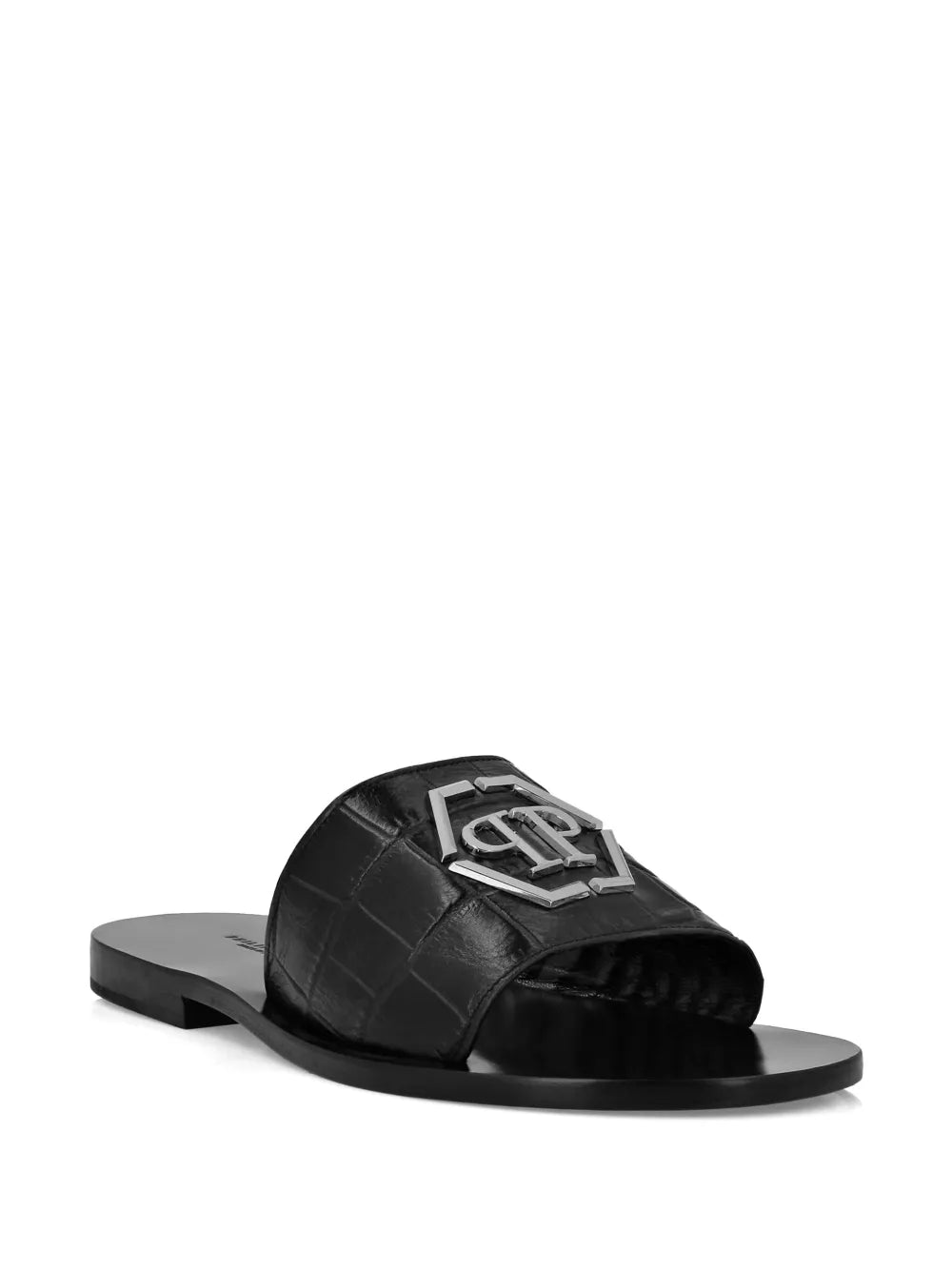 Philipp Plein logo-plaque leather sandals