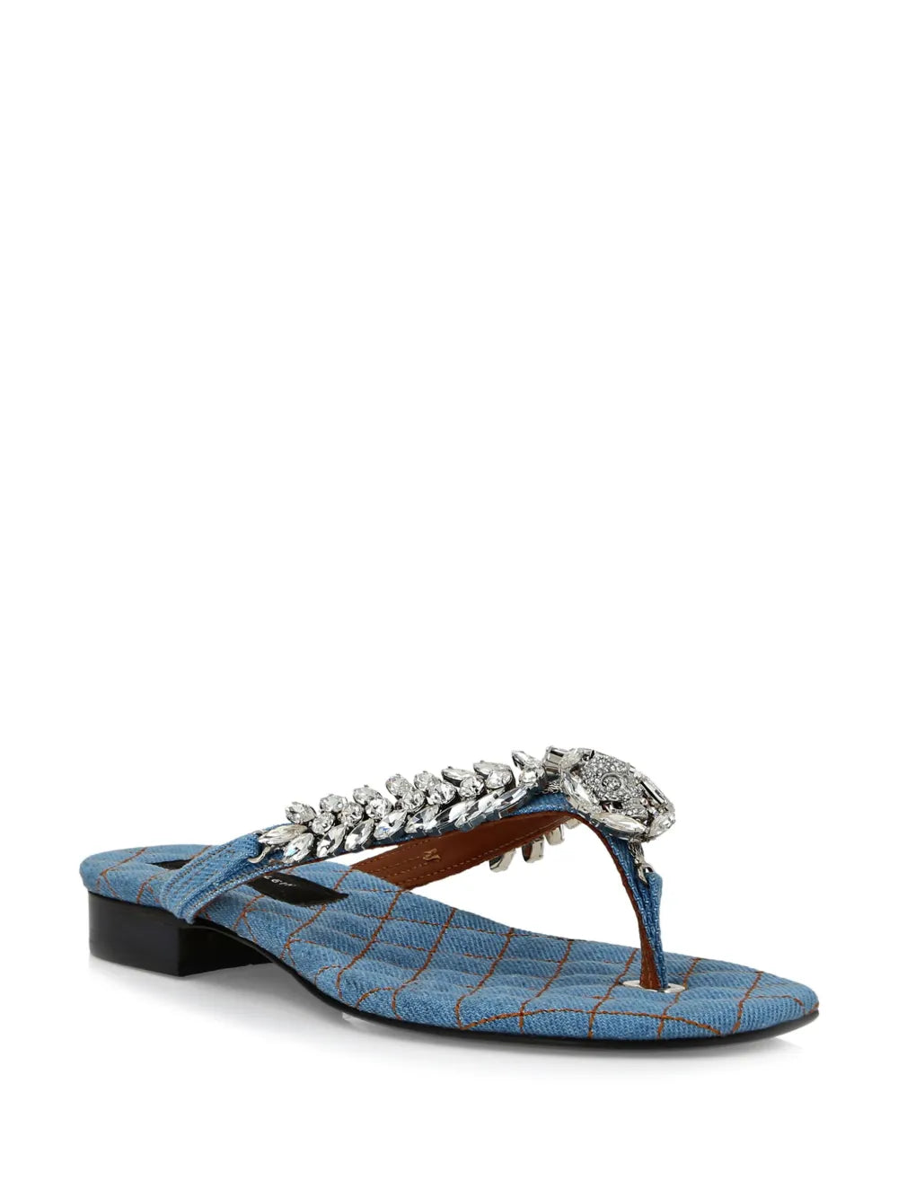 Philipp Plein crystal-embellished denim flip-flops