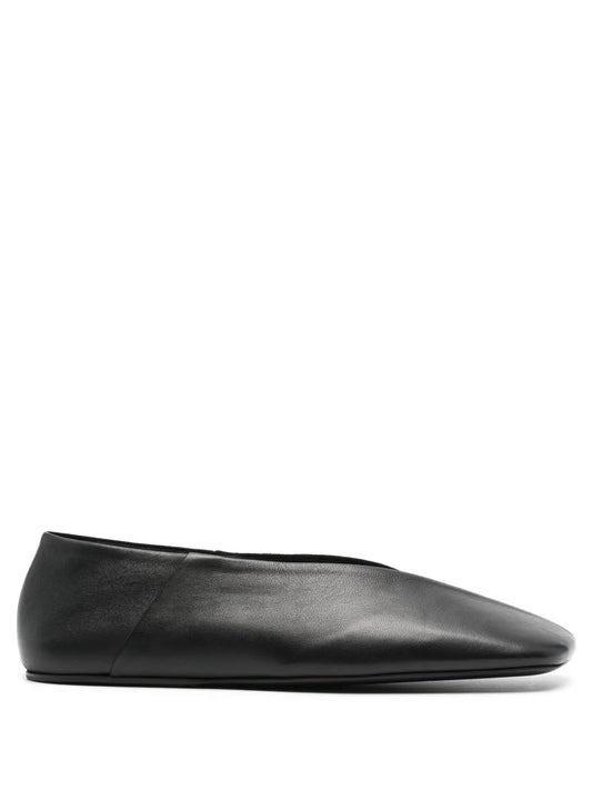 Jil Sander square-toe leather ballerina shoes