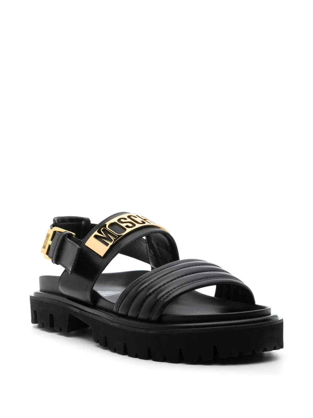 Moschino logo-plaque chunky leather sandals