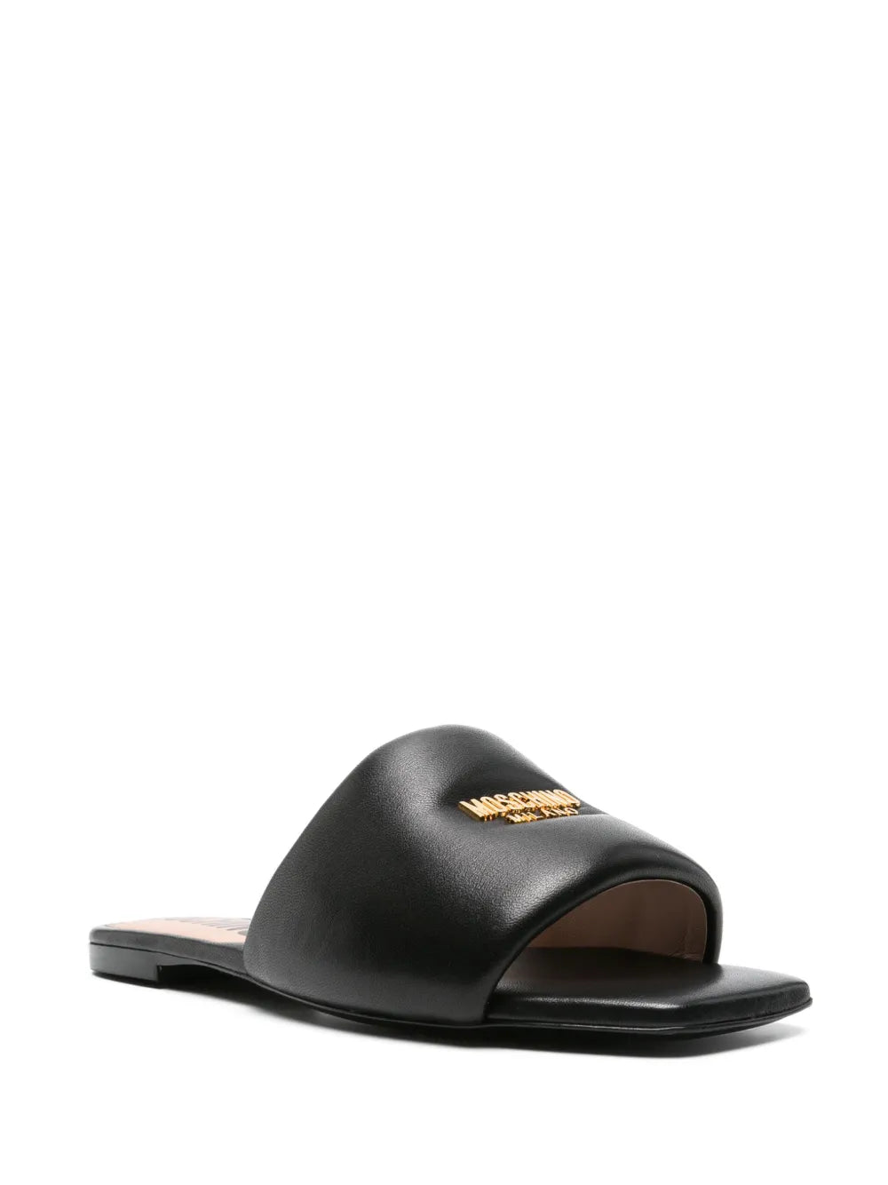 Moschino logo-plaque leather slides