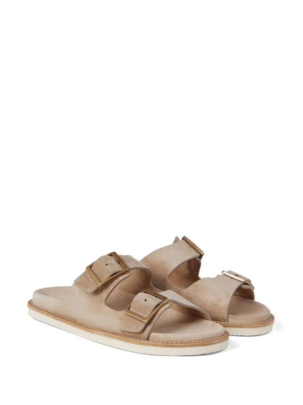 Brunello Cucinelli double-buckle suede sandals