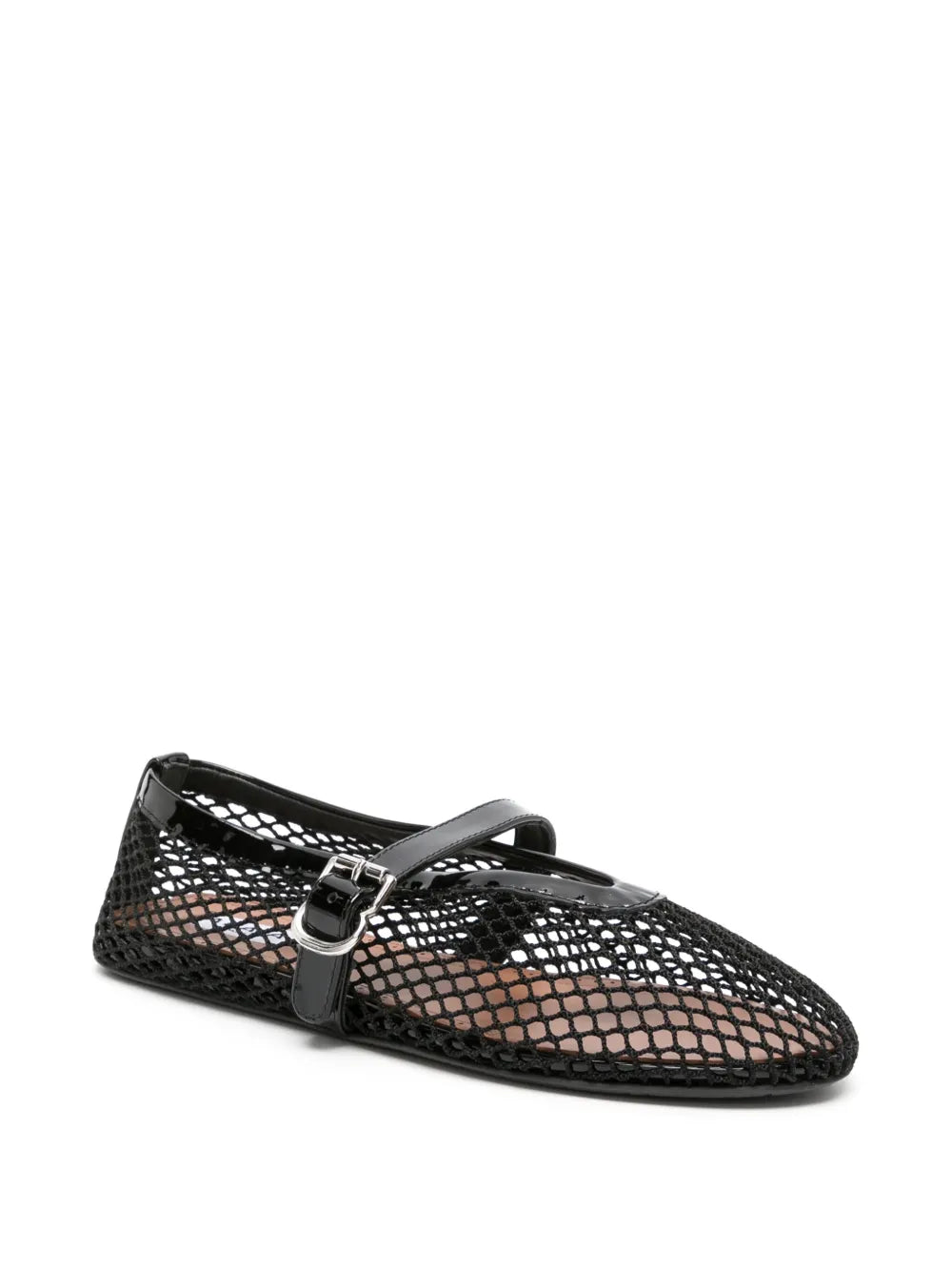 Alaïa Fishnet buckle-strap ballerina shoes