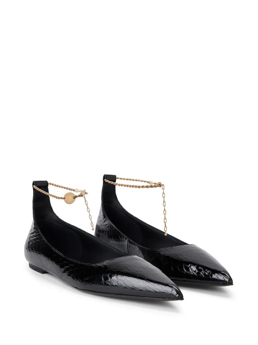 Ferragamo ankle-chain leather ballerinas