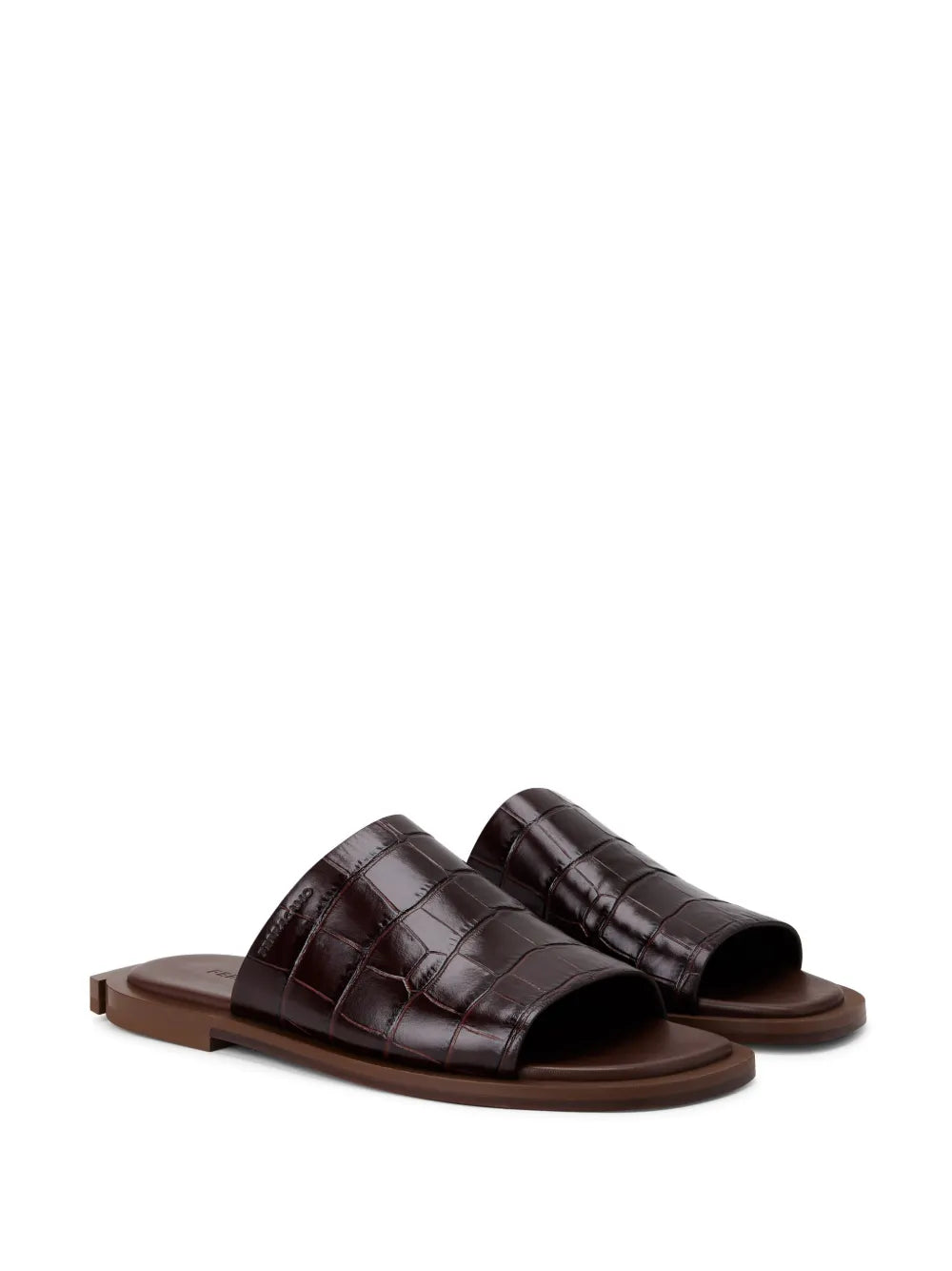 Ferragamo crocodile-effect leather slides