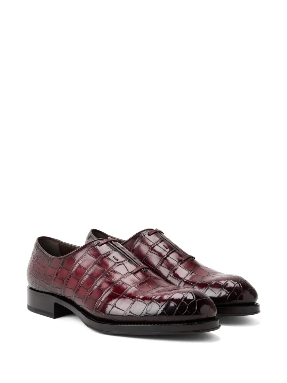 Ferragamo embossed crocodile effect leather oxford shoes