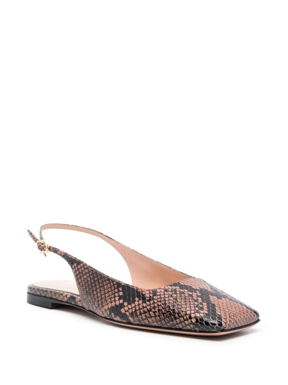 Gianvito Rossi square-toe leather ballerina shoes