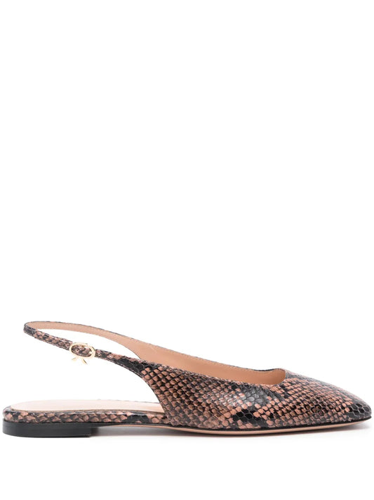 Gianvito Rossi square-toe leather ballerina shoes