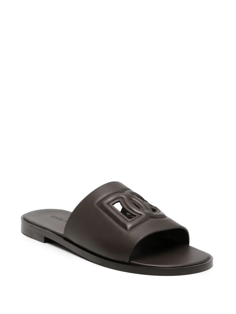 Dolce & Gabbana embossed-logo leather slides