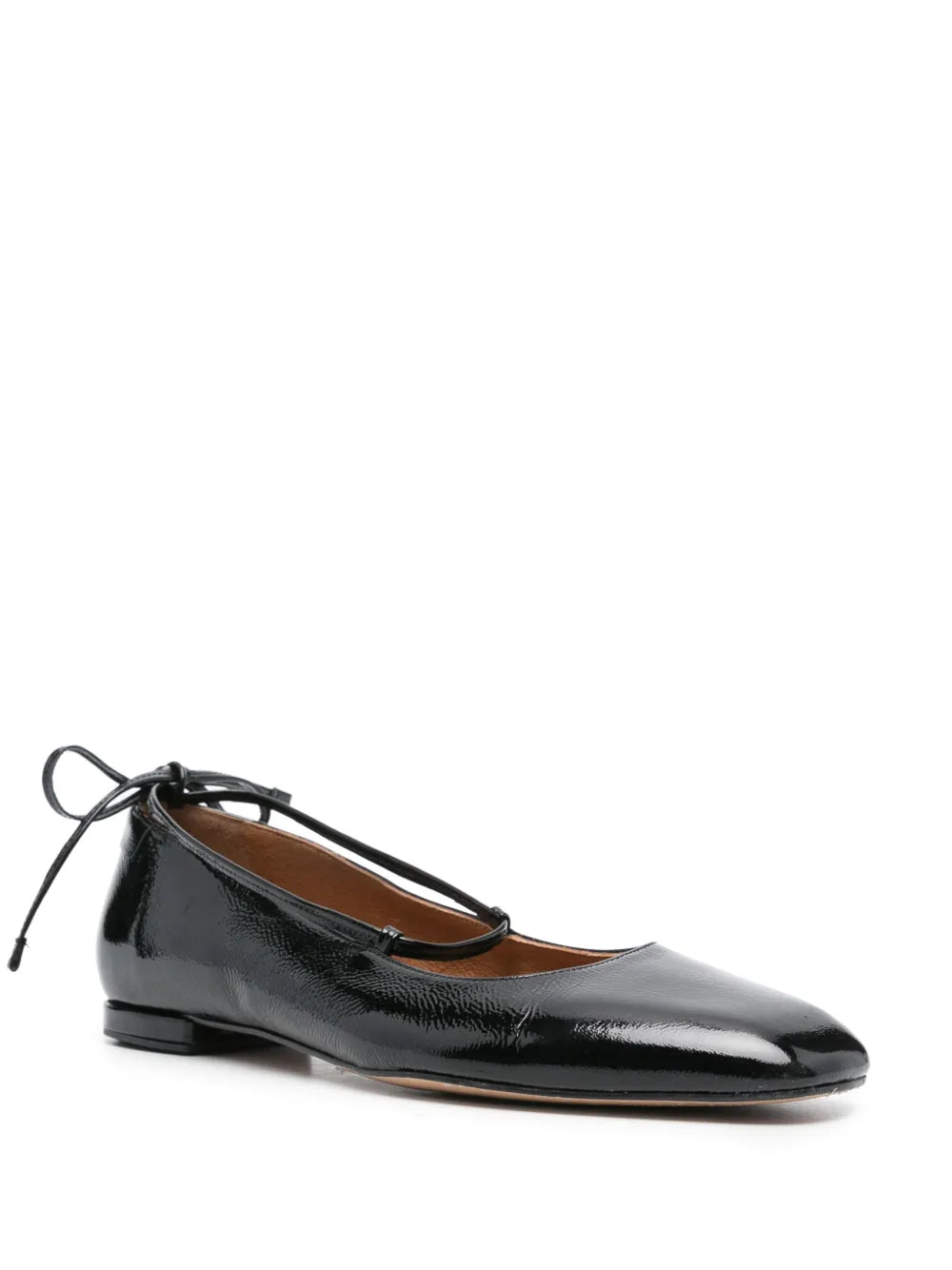 Claudie Pierlot square-toe patent leather ballerina shoes
