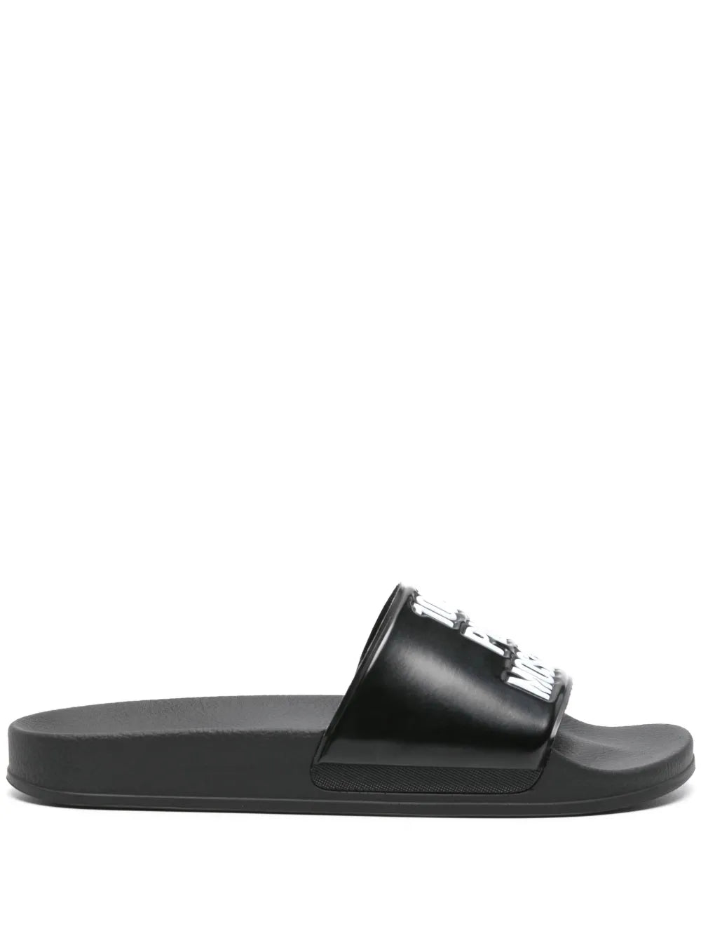 Moschino slogan-embossed strap slides