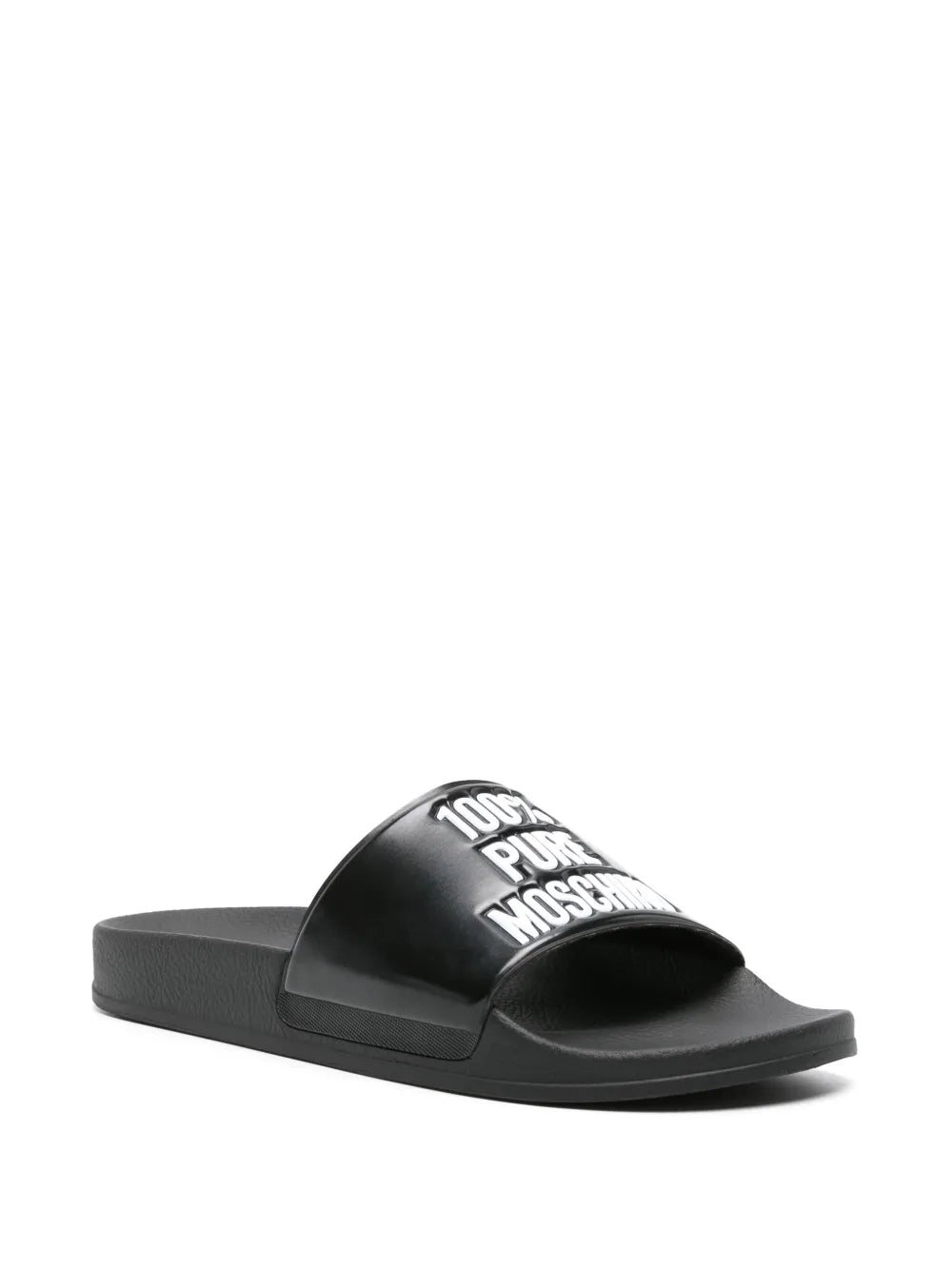 Moschino slogan-embossed strap slides